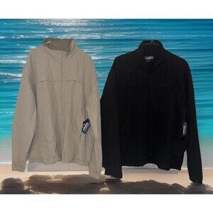 2*NWT Y2K Premier International Men XL Black & Beige Bomber Jacket‎  WindBreaker